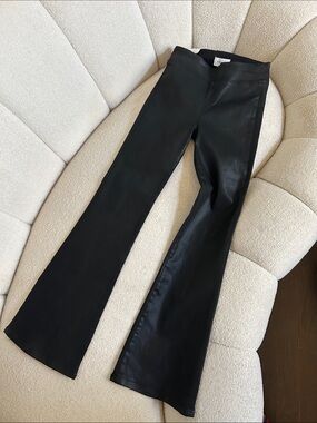 Frame Denim Black Faux Leather Flare Pants